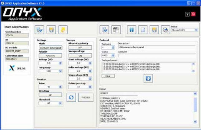 Haefely 2490216 ESD Control & Report Software for ONYX ESD Gun - ESDGuns.com