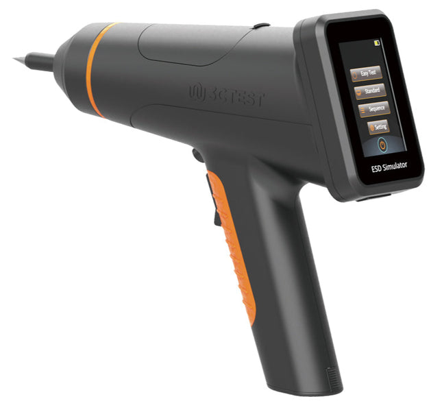 3ctest EDS MAX20 20 kV ESD gun with touchscreen interface, ideal for electrostatic immunity compliance testing.