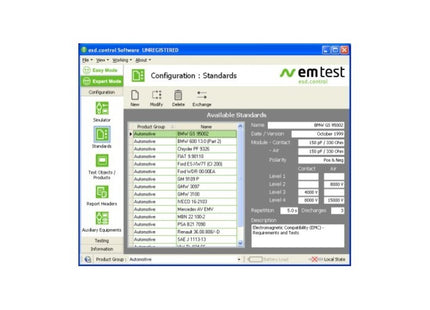 Standards Library - EM Test esd.control ESD Test Management Tool (Remote Control Software)