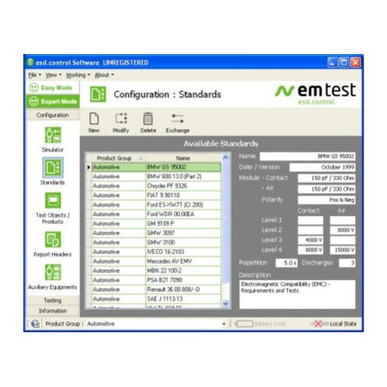 Standards Library - EM Test esd.control ESD Test Management Tool (Remote Control Software)