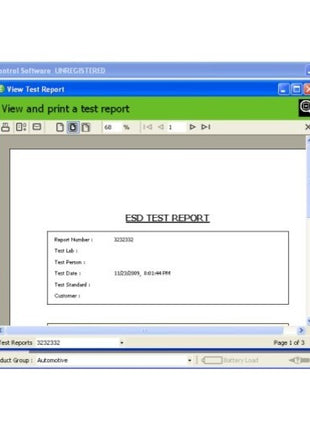 Test Reporting - EM Test esd.control ESD Test Management Tool (Remote Control Software)