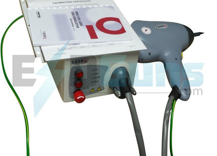 Teseq NSG 438 30kV ESD Simulator Gun with calibration documents and dual cables, available for rent with fast online ordering and shipping.